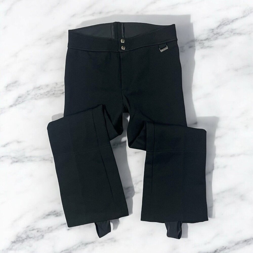 Vintage EDELWEISS Ski Snow Stirrup Pants Size 32 Black Wool Made in USA